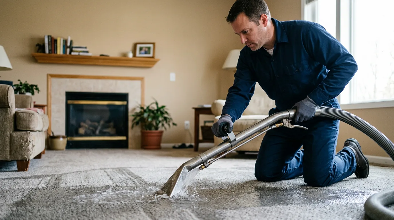 Water damage restoration technician working near Hampstead, MD